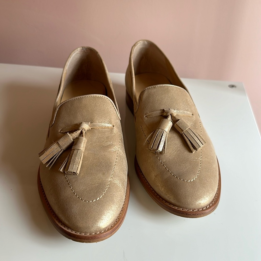 Gold loafers